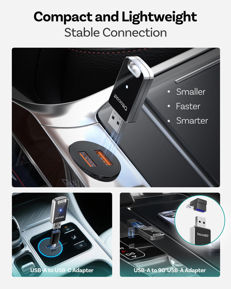 OTTOCAST Mini Edge 2-in-1 Wireless CarPlay & Android Auto Adapter 2026 | Aluminum Body,GPS Passthrough,Auto Reconnect,Plug & Play,iPhone & Android,Seamless Calls,Music & Navigation,Factory Controls