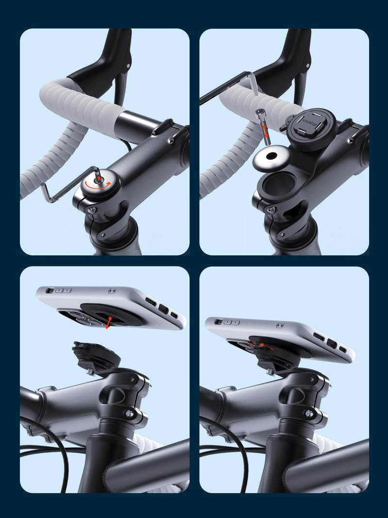 Series Q [ Quad ] Bike Stem Phone Mount + Magnetic Case Compatible with iPhone 15 Pro Max
