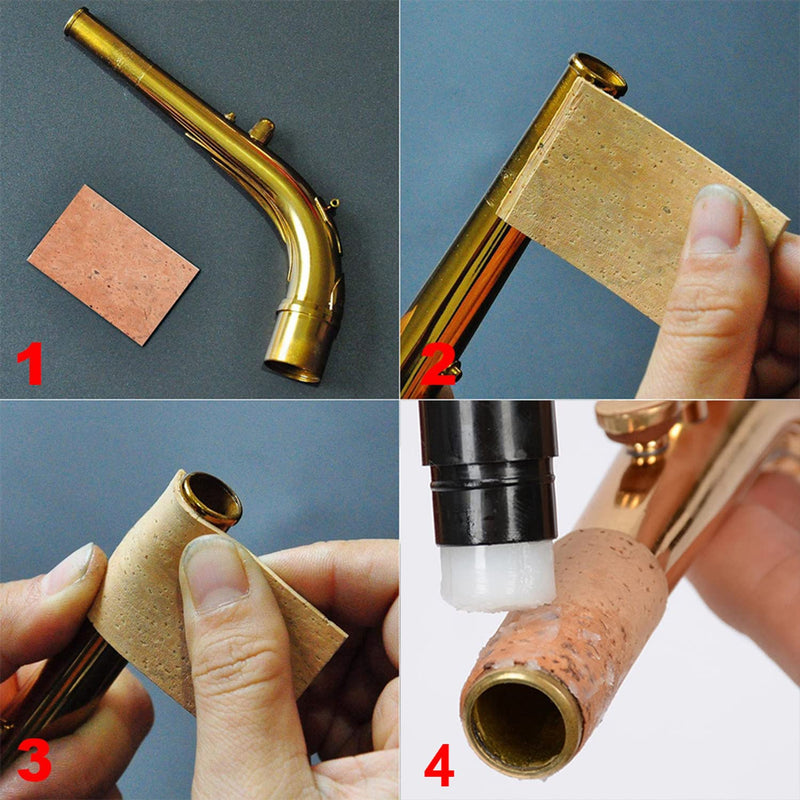 Alto Sax Neck Cork, 10pcs Saxophone Neck Cork, Universal Sax Joint Cork Sheet, Saxophone Cork Replacement Kit for Alto/Soprano/Tenor Saxophone
