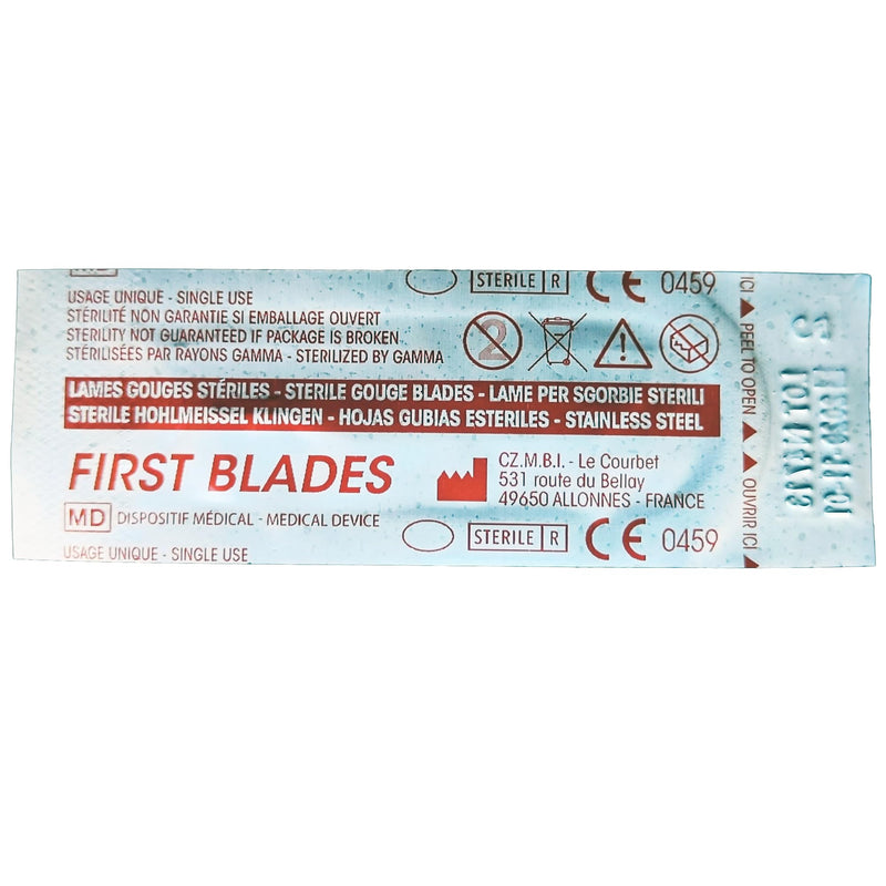 May 10 x Hollow Chisel Blades Figure 1 Sterile, Suitable for Scalpel Holder No. 3 - Sterile Blades for Foot Care & Podiatry for Removing Corns, Calluses in Nail Fold & Ingrown Nails