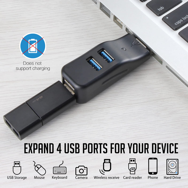VCOM 4-Port USB 3.0 Data Hub for Laptop, Portable Mini USB A Splitter High Speed for Desktop Computer, Surface Pro, USB Sticks, Flash Drive, Mobile HDD, Headset, Keyboard, Mouse