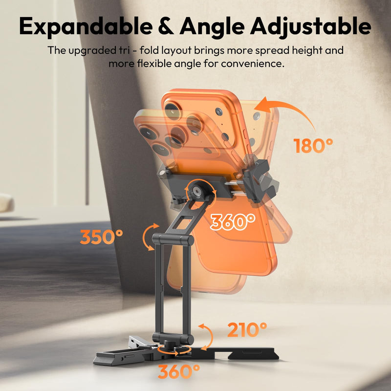 [AUSTRALIA] - ULANZI Phone Tripod Mount with Arca Uka Base, Foldable Mini Tripod with 2 Cold Shoes Handheld Grip Compatible with iPhone17/16/15/ Android, Metal Phone Clamp for Desktop Vlogging Travel 