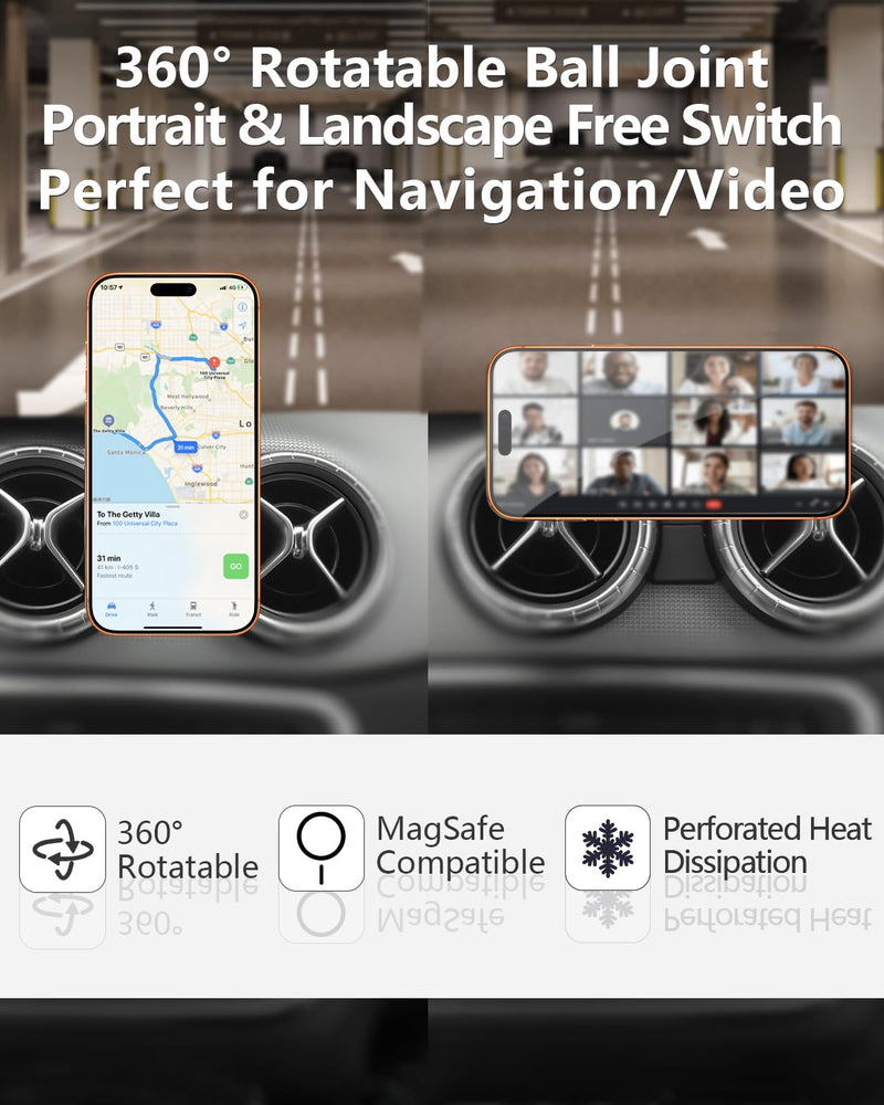 CLEC Car Phone Holder for Mercedes-Benz 2015-2020 GLA-Class 2013-2019 CLA-Class for Magsafe Car Phone Holder 360° Rotatable 【20 Strong Magnetic】 Air Vent Holder Stand for Magsafe Case,All Smartphones