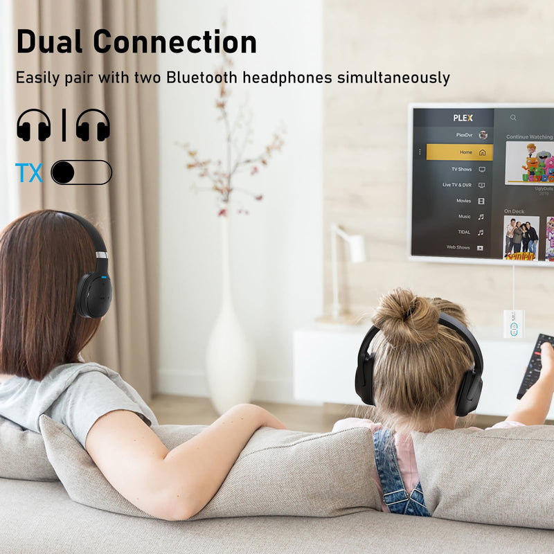 [AUSTRALIA] - 1Mii Bluetooth Transmitter Receiver for TV/Airplane to Headphones, Bluetooth 5.3 AUX/RCA Audio Adapter with AptX Adaptive/Low Latency/HD Audio, Dual Link, Wireless Receiver for Home Stereo, Boat, Gym White 