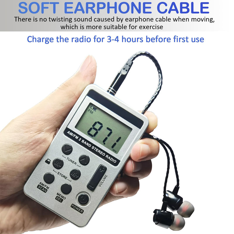 [AUSTRALIA] - Portable AM FM Radio with Digital Tuning LCD Display, SWDSTP Rechargeable Pocket Radio with Stereo Earphone and Detachable Belt Clip for Walking, Jogging 