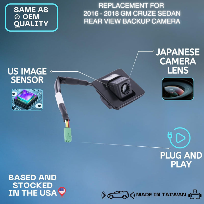 Backup Camera Replaces for 2016 2017 2018 GM Cruze Sedan OE Part # 39081683 13485580 39033291