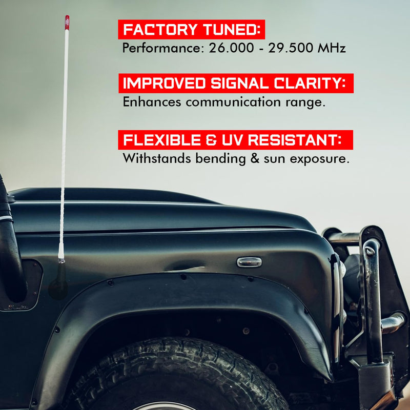 [AUSTRALIA] - Prostick 2-Foot Fiberglass Passive CB Antenna – White, Handles Up to 1000W Input 