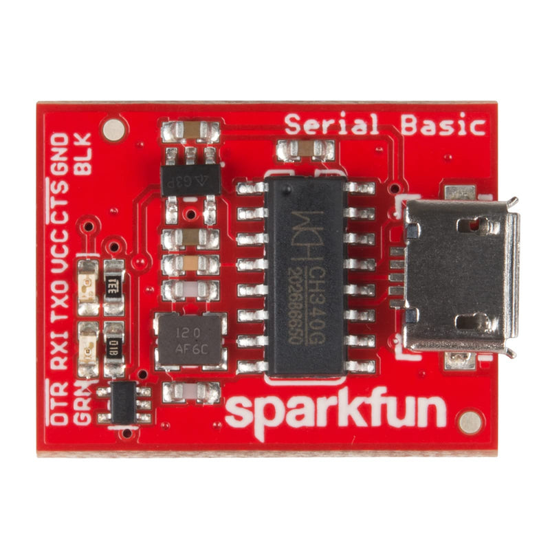 SparkFun Serial Basic Breakout - CH340G Development Tool with USB Micro-B connector Save space and money in your DIY electronics projects