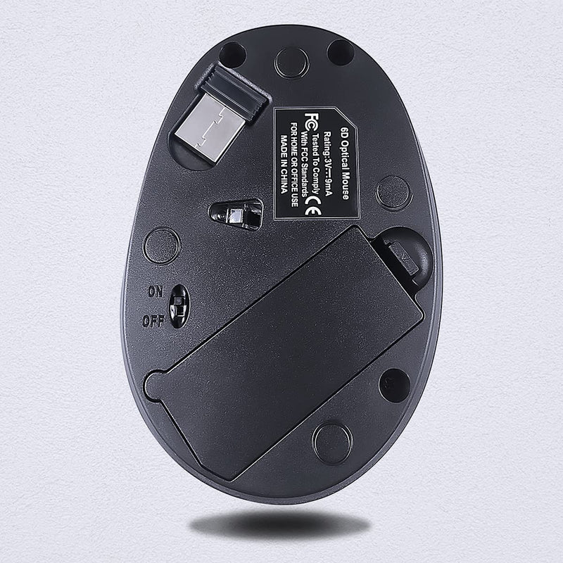 Ergonomic Wireless Mouse, Wireless Vertical Mouse 2.4GHz Optical Mice with Adjustable DPI 800/1200/1600 for Small Hands,Black Black