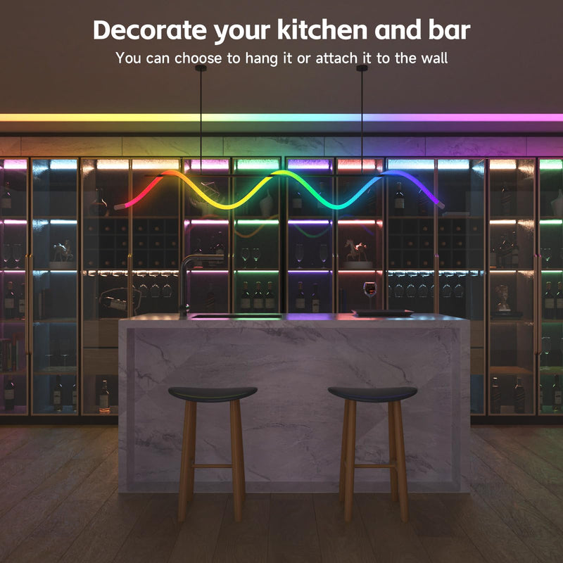 [AUSTRALIA] - Tyute LED Rope Lights, 9.84ft Neon LED Lights Strip with 360 Degree Luminous, 5V USB Flexible IP67 Waterproof Music Sync Remote APP Control Gaming Lights Accessories for Bedroom Outdoor Décor 