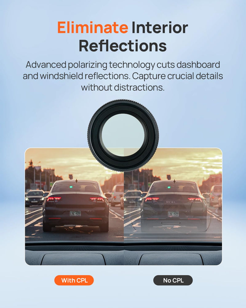 [AUSTRALIA] - 70mai Magnetic CPL Filter for 4K Omni X800 Dash Cam - Anti-Glare Polarizing Lens with Snap-On Design, Scratch-Resistant & Enhance Clarity 