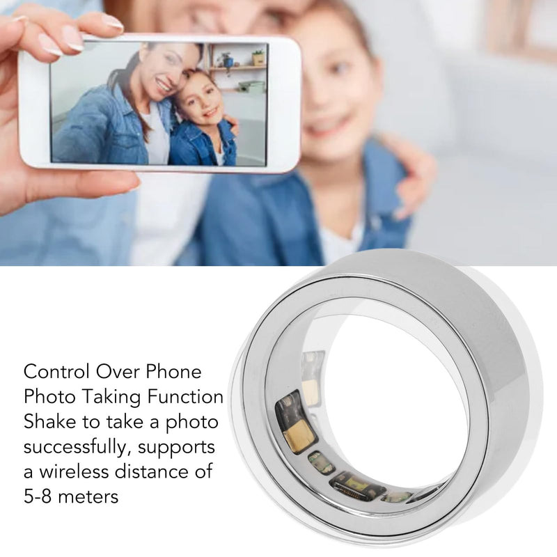 Smart Ring for iOS, Body Temperature Monitoring, Sleep Tracking, Step Counter, Phone Camera Control, IPX8 Waterproof, Charging Case, Stylish and Light (No. 20)