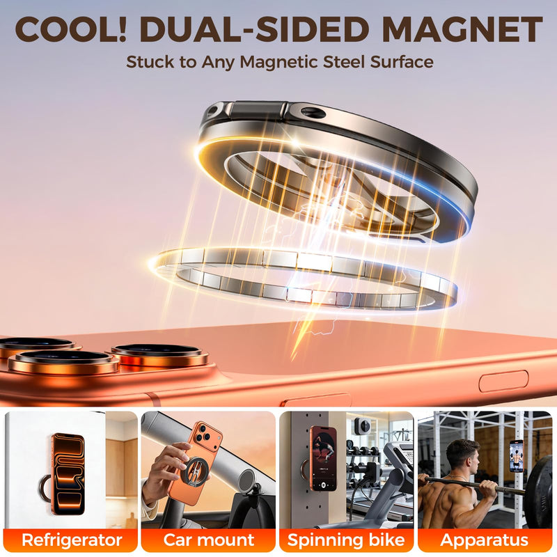 Magnetic Phone Ring Grip for MagSafe Dual-Sided Magnet Cell Phone Grip Stand Finger Ring Holder Compatible with iPhone 17/16/15/14/13 Pro Max Plus, for Mag Car Mounts grey