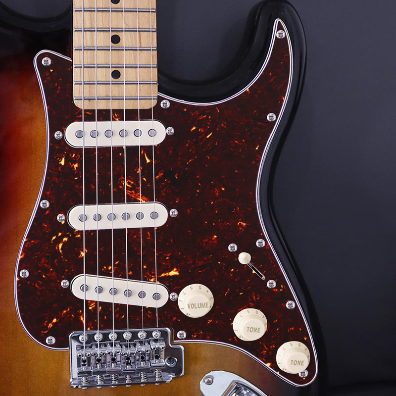 SSS 11 Hole Strat Pickguard ST Pick Guard Scratch Plate for Fender USA/Mexican Standard Stratocaster Modern Style Electric Guitar,Brown Tortoise Shell SSS aluminum foil Brown Tortoise Shell