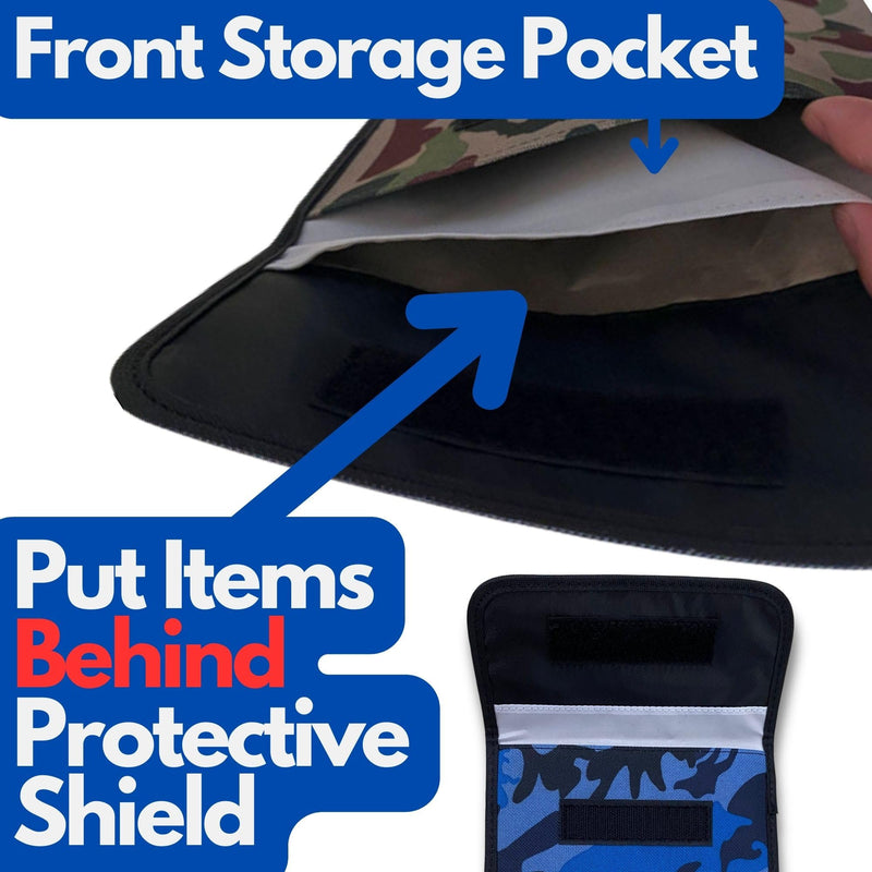 Faraday Bags for Phones and Car Key, Key Fob Signal Blocker, Signal Blocking Faraday Pouch, Cell Phone Signal Jammer, Anti-Theft Pouch Faraday Cage, Camo Blue Camouflage Blue