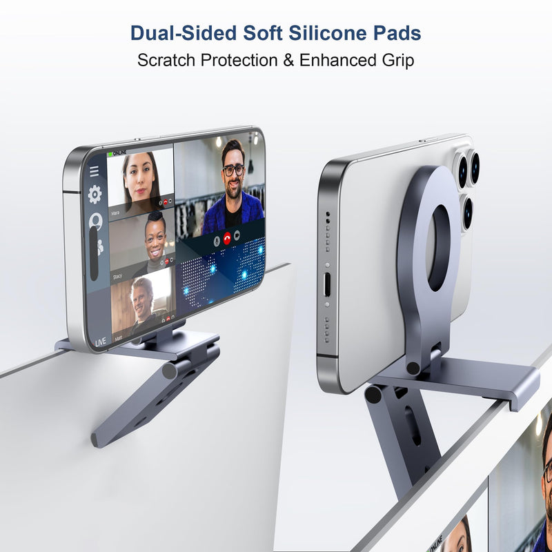 Itramax Continuity Camera Mount for Desktop Monitor & iMac,iPhone Webcam Stand,Magnetic iPhone Monitor Mount,Monitor Continuity Holder with Mag-Safe for iPhone 16,15,14,13,12,Mac,TV,Laptop Grey
