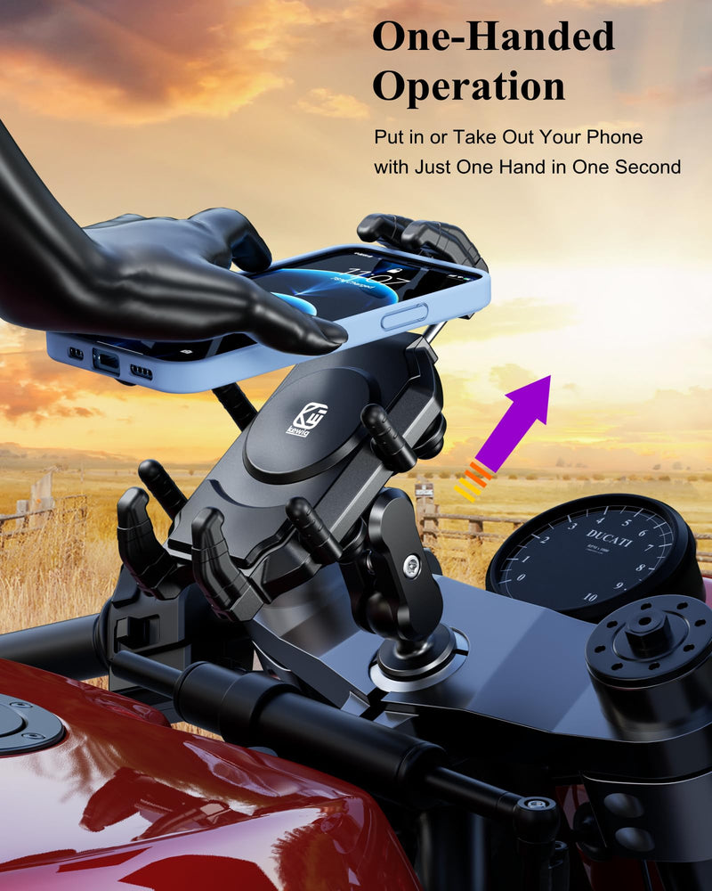 BRCOVAN Anti-Theft Motorcycle Fork Stem Phone Mount with Vibration Dampener | with High-Speed Secure Lock, Heavy Duty Phone Holder, Adjustable Size, Big Phone Friendly, Fit for 5.4 - 7.2'' Cellphone
