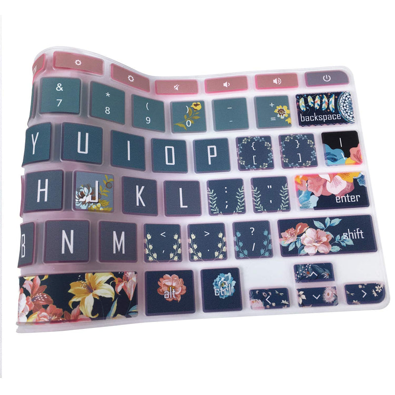 SANFORIN Silicon Keyboard Cover Skin for HP Chromebook 11 x360 11.6", Chromebook 11 G2/G3/G4/G5/G6 EE/G7 EE 11.6’’, HP Chromebook 14-ca 14-ak 14-X Series,HP Chromebook 14 G2 G3 G4,Red Flower Red Flower