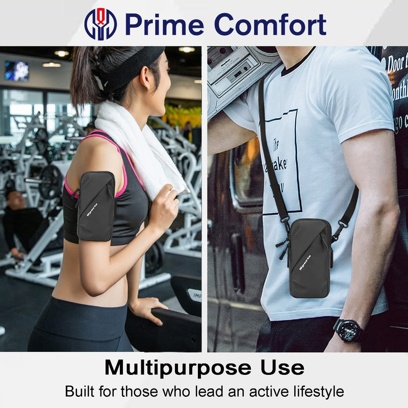 Phone Holder, Small Crossbody Shoulder Holsters Bag with Arm Band, Fits iPhone and Android, Use for Running, Walking, Hiking & Biking (6.7 Inches, Black)