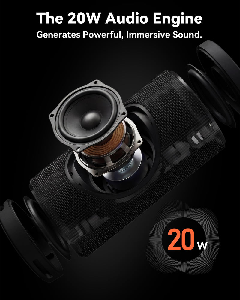 BassBloom Roar 3 Portable Bluetooth Speaker,20W Powerful Sound with JIKE Bass,IPX6 Waterproof,24H Playtime,Bluetooth 5.4,RGB Lights,Wireless TWS Pairing,Outdoor for Camping and Beach (Pink)