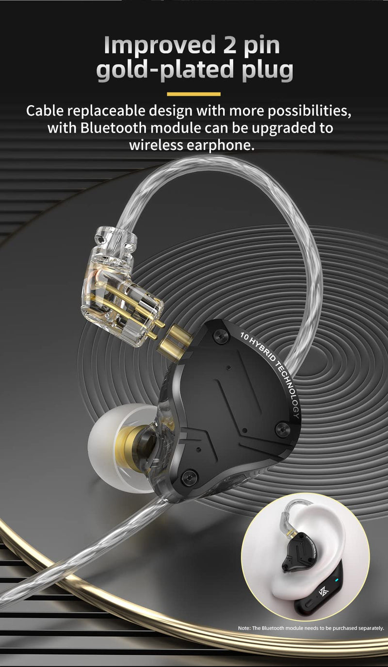KZ ZS10 PRO X in Ear Monitor Headphones, Upgrade 4BA+1DD Hybrid Driver IEM Earphones, HiFi Metal Wired Gaming Earbuds, for Singers Bass Player Drummers Guitarist Musicians Dj (Without Mic,Black) Without Mic ZS10 PRO X Black