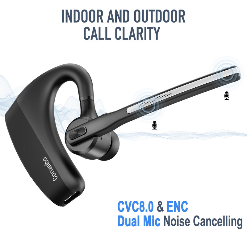 Conambo K10 Wireless Bluetooth Headset V5.2, Bluetooth Earpiece with 750mAH Charging Case 60H Talktime Wireless Headset with Dual Mic Noise Canceling for iPhone Cellphone Trucker Work