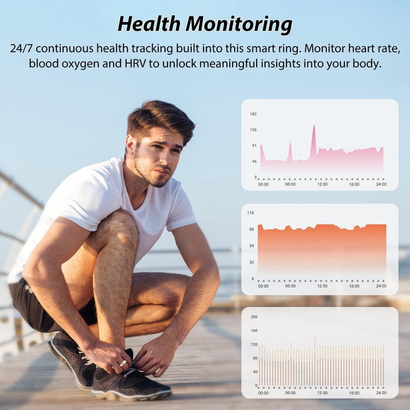 Smart Ring for Women, Health Ring, No Subscription Fee | Tracker Sleep, Blood Oxygen, Heart Rate, SpO2, HRV Stress, Steps Monitor, IP68 Waterproof, Compatible with iOS & Android Gold 6#
