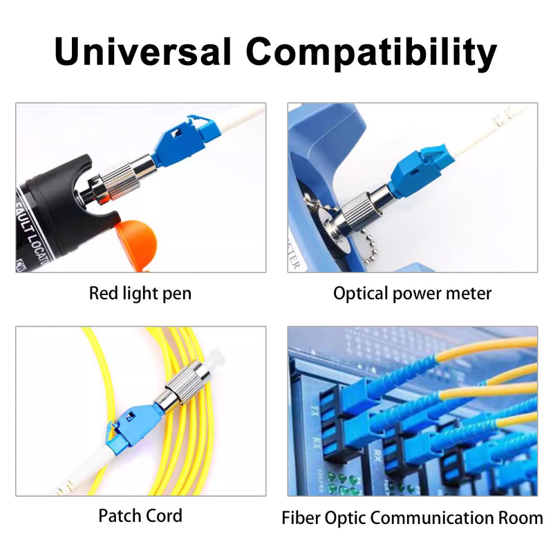 Duttek 2PC FC Male to LC Female Fiber Adapter and 2PC SC Male to LC Female Adapter Hybrid Flange Single Mode 9/125um Optical Fiber Convertor Adaptrt for Optical Power Meter 4 Pack 2 Styles
