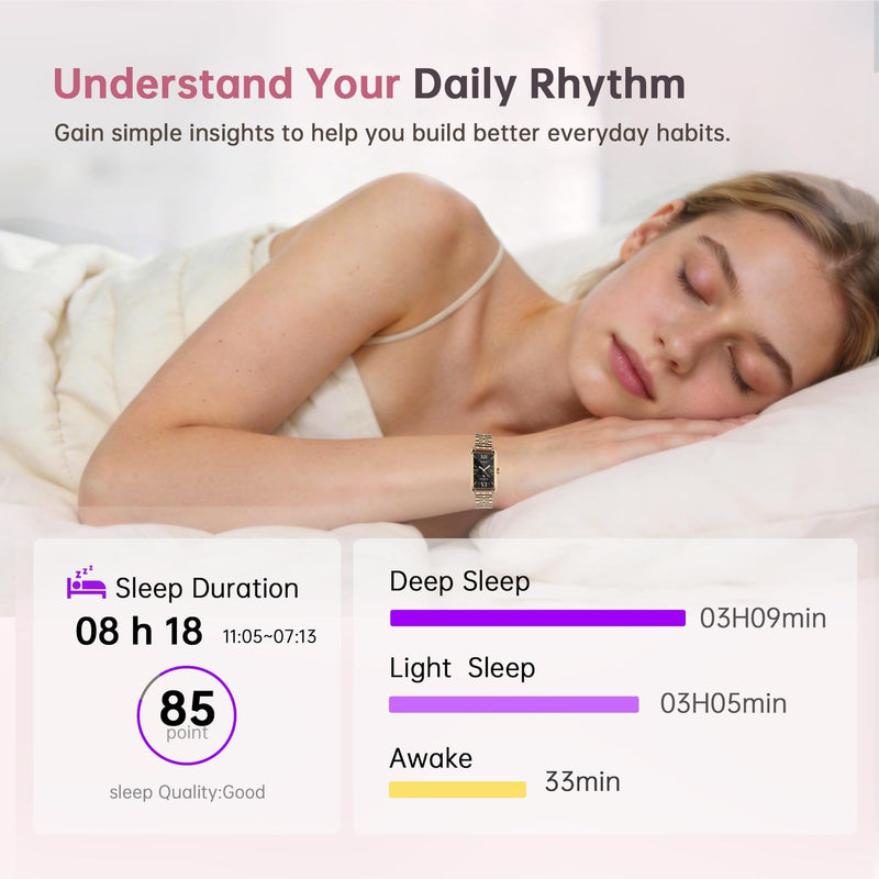 Smart Watch for Women Ladies Fitness Watch Heart Rate Monitor Sleep Tracker Sport Modes Pedometer Call Notification Music & Camera Control Elegant Smartwatch for Android iOS Phones (Pink Gold) pink gold