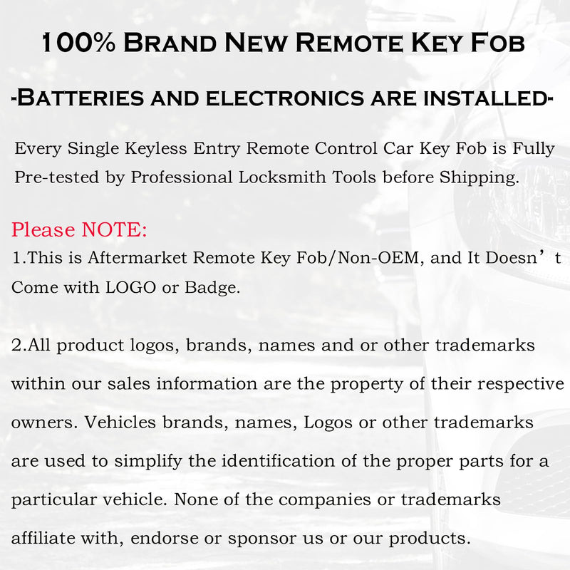 Remote Key Fob Replacement Fits for Chevy Malibu 2004 2005 2006 2007 2008 2009 2010 2012 Cobalt Pontiac G5 G6 Grand Prix Lacrosse Saturn Aura Sky Keyless Entry Remote Control 22733524 KOBGT04A