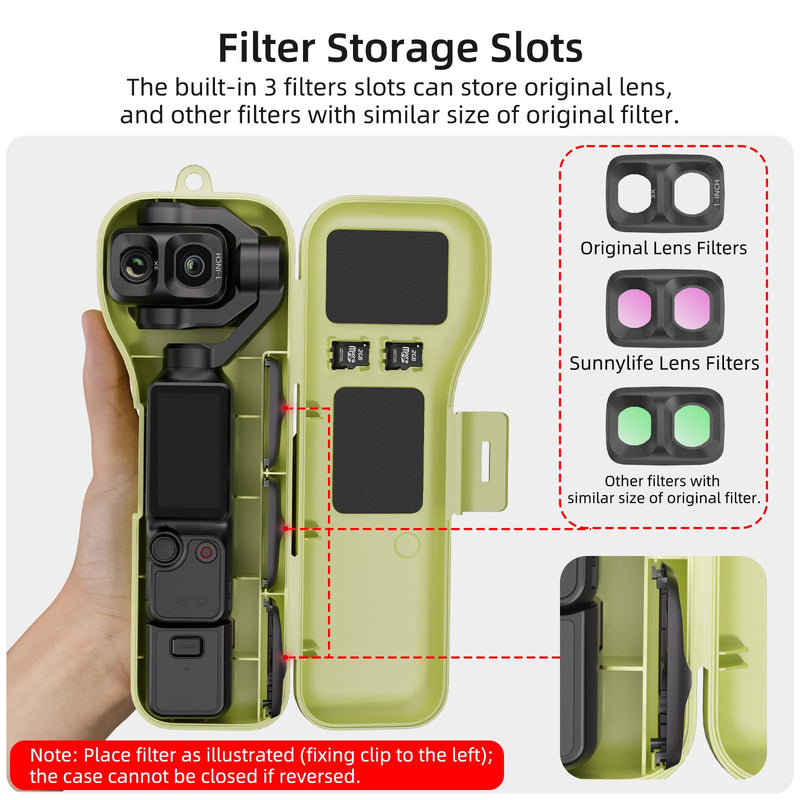 Hard Case for DJI Osmo Pocket 4P,Gimbal Screen Protective Cover with Built-in Filter Storage (Black) Black