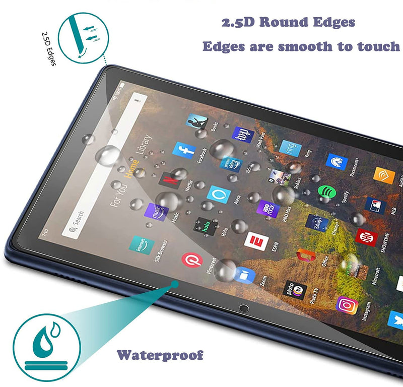 2-Pack Screen Protector for Amazon Fire HD 10 Tablet (2023/2021,13th/11th Generation) /Fire HD 10 Plus/HD 10 Kids/Kids Pro Tablet 2021, 9H Hardness Tempered Glass Guard for Fire 10