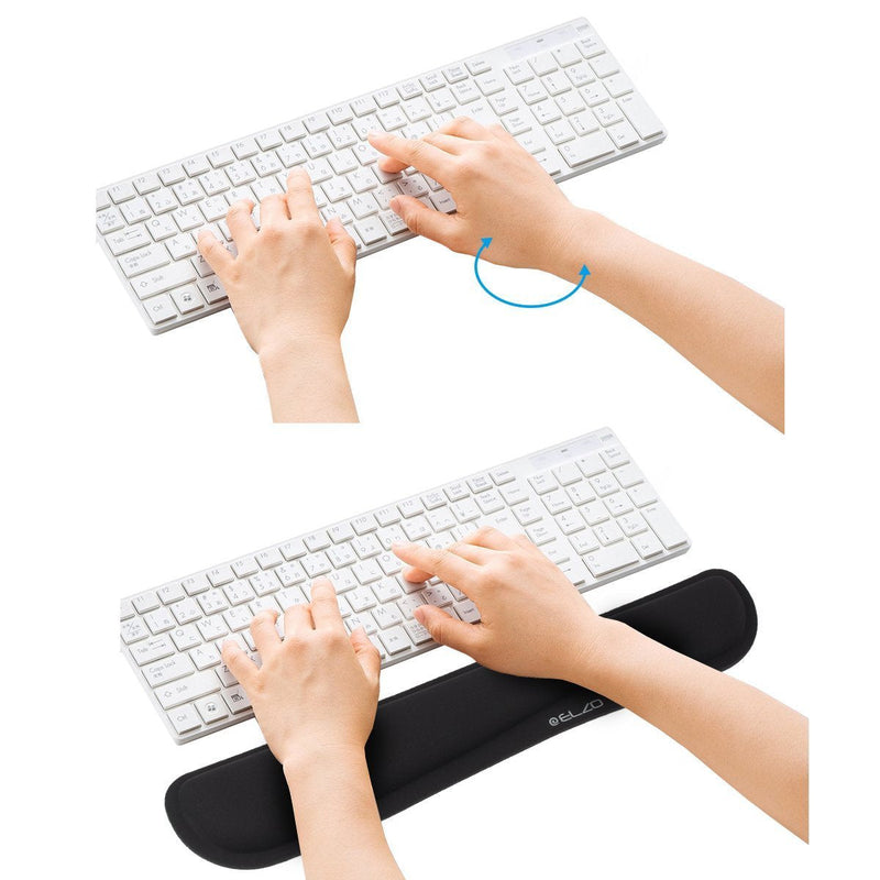 ELZO Wrist Rest Support for Keyboard & Mouse Pad Combo with Comfortable Memory Foam Padding, Nonslip Rubber Base for PC Computer Laptop Mac Black-fiber