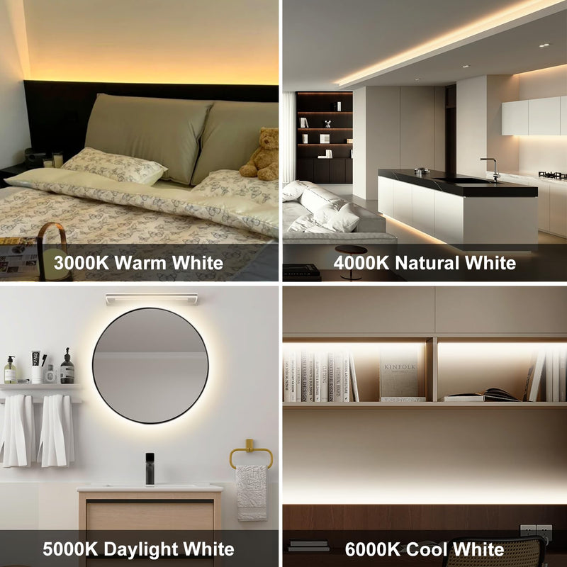 Pandery COB LED Strip Light,CCT Dimmable Strips Light,2700K-6500K,9.84ft/3m,8mm Wide,CRI90+ 24V LED Strips Kit with Bluetooth APP Control/Music Mode,for Bedroom,Kitchen,DIY Lighting 576CCT 9.84FT