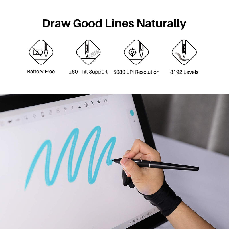 HUION PW517 Pen Tech 3.0 Battery-Free Stylus Bundle with 10 Felt Nibs PN05F for Kamvas Pro 16 (2.5K) & Kamvas 13