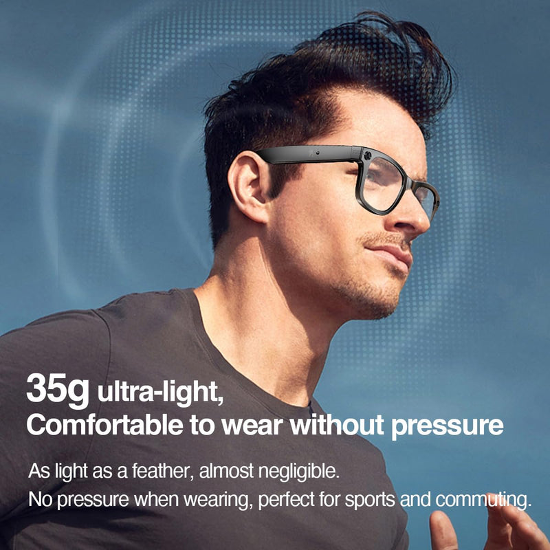 AI Smart Glasses With Camera,HD Photo & Video,Bluetooth Sunglasses Built-in Speakers,Wireless Music & Call Black