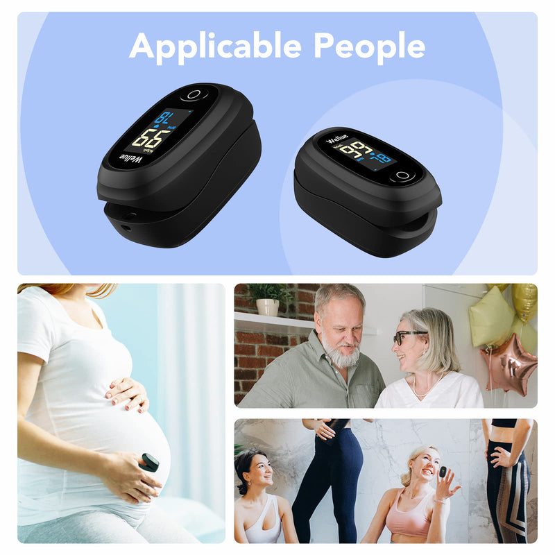 Wellue Pulse Oximeter, Oxygen Saturation Meter Finger, Portable Oxygen Saturation Monitor and Heart Rate Monitor, Automatic Measurement, Easy to Use, with Batteries