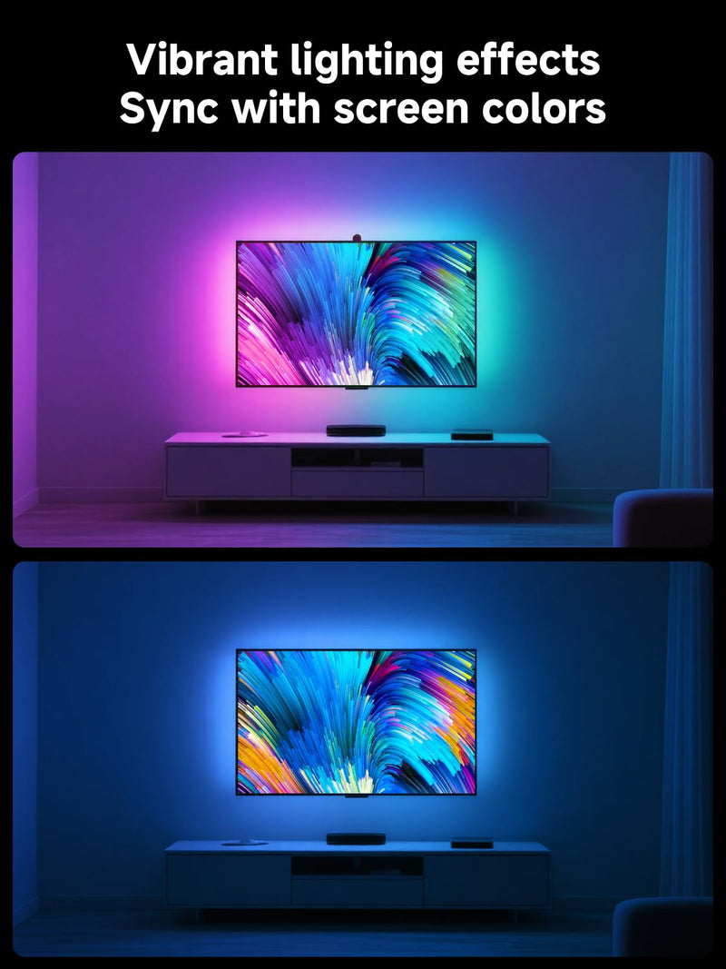 GIPOYENT LED TV Backlights with Camera, 13.7FT TV Lights That Change with for 45-65 in TV, Music Sync LED Strip Light with Smart App Control - RGB Color Changing Light Strip for Bedroom 13.7FT for 45"-65" TV