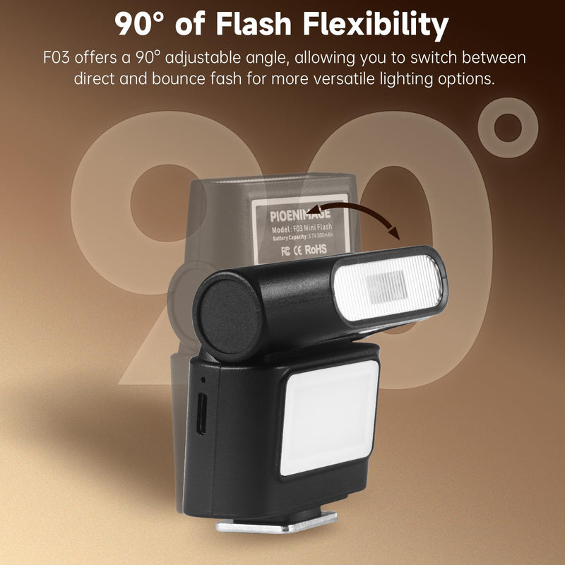 Mini Camera Flash Speedlite with Video Light, GN8 6500K Adjustable External Flash, Universal Single Contact Hot Shoe Mount, Compatible with Canon/Nikon/Sony/Fuji/DSLR Black A