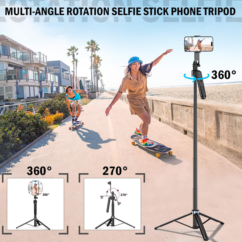 Auto Face Tracking Tripod 360 Rotation with Stand, No App,Phone Camera Holder with Remote and Gesture Control, Built-in Tracking Camera Selfie Stick for Live Vlog Streaming Video Tiktok