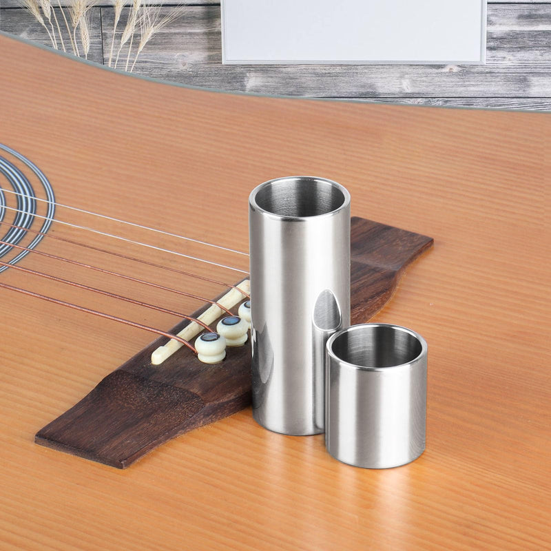 Mr.Power Guitar Slide Chrome Stainless Steel Finger Slides, Long and Short Set Metal Guitar Tube Tone Ring, for Electric Acoustic Guitar Bass, Celluloid Thumb & Finger Picks Plectrums + Portable Bag
