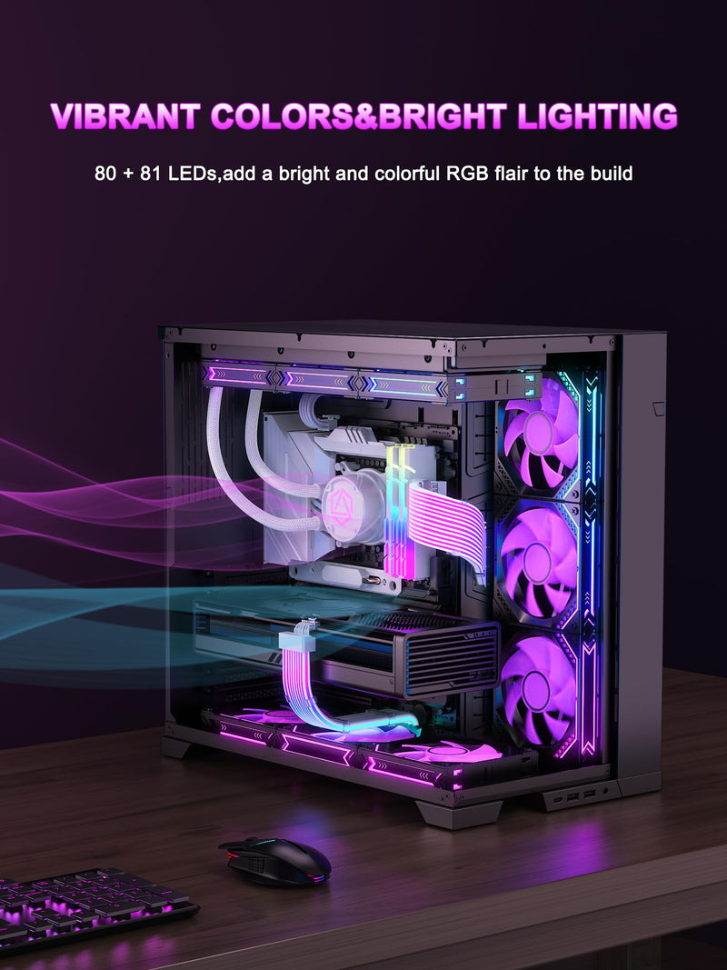 Sirlyr RGB 12VHPWR Cable Set,ARGB PSU Extensions for RTX 50/40 | Includes 24Pin ATX & 16Pin to 2×8Pin GPU cables,soft LED strip ARGB lighting,compatible with RTX 5090/5080/4080 12VHPWR to 2×8 Pin Set