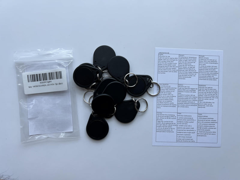 YARONGTECH MIFARE Classic® 1K Tag 13.56MHz ISO14443A RFID Key Fob 10 Pack black