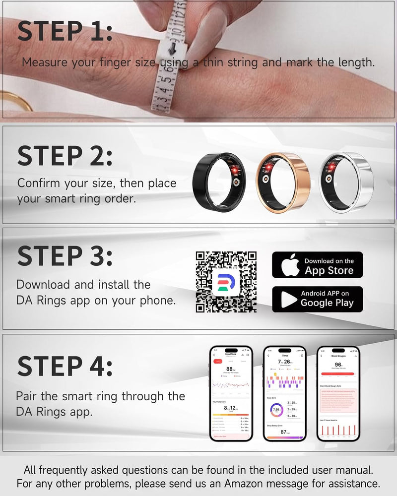 Luxelle Smart Ring Fitness Tracker with Sleep Monitor, Heart Rate, Blood Oxygen, Step Counter, 128 Sports Modes, IP68 Waterproof, Magnetic Charging, Compatible with iOS & Android Rose Gold 9