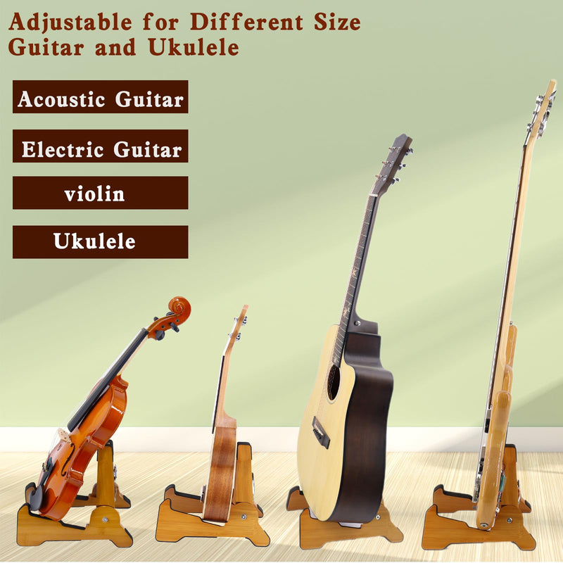 Wooden Electric Guitar Stand, X-Frame Style Guitar Stands Floor, Folding Guitar Stand for Acoustic Electric Classical Bass Guitars, Portable Instrument Holder with Soft Rubber Covering