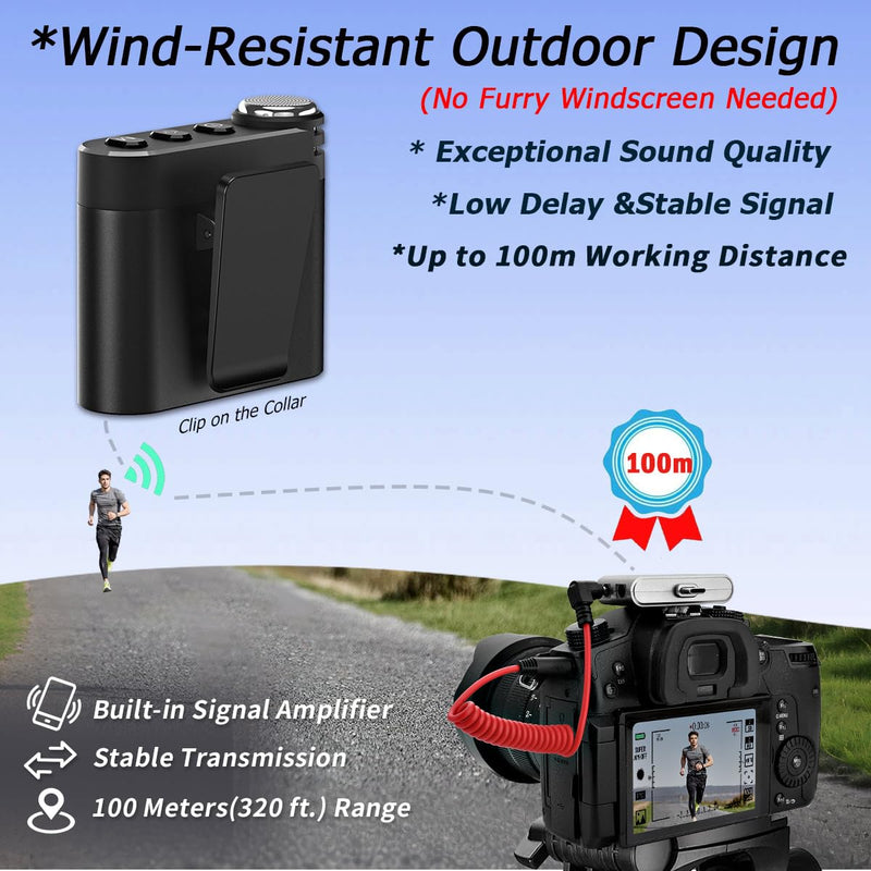 M9 Wireless Lavalier Microphone for iPhone(14/15/16)/Android Cellphone, Portable Mini Lapel Mic, 328ft Transmission, Phone Microphones for Record,Podcast, Vlogs, YouTube, Tiktok (Black ( 2TX+1RX)) Black ( 2TX+1RX)