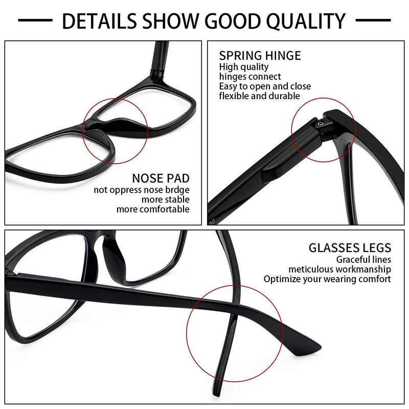 VIDEBLA 5 Pack Blue Light Blocking Reading Glasses,Spring Hinge Readers for Women Men,Anti UV Ray Filter Nerd Eyeglasses Mix 1.5 x