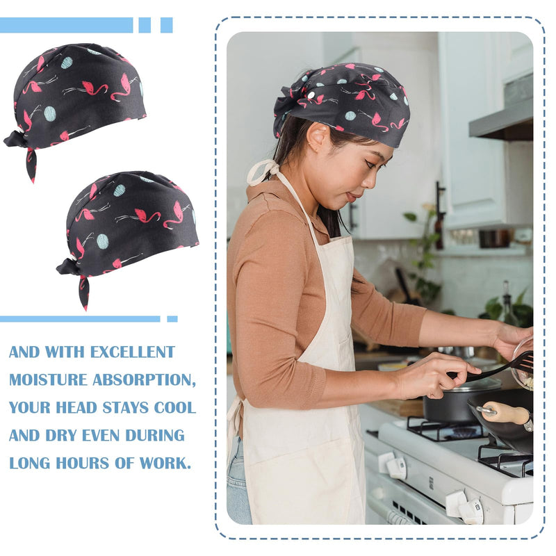 LNQ LUNIQI Women's Surgical Cap Fabric, Pack of 2 Adjustable Surgical Caps, Flamingo Surgical Headwear, Doctor for Dentist, Nurse, Anaesthesiologist, Surgery