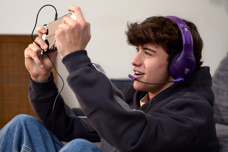 [AUSTRALIA] - Turtle Beach Airlite Fit Wired Gaming Headset: Officially Licensed for Nintendo Switch, Nintendo Switch Lite & OLED Model - Flip-to-Mute Mic, Over-Ear Comfort Cushions, 40mm Speakers - Ghost Purple 