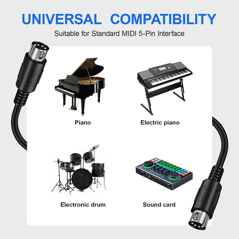 [AUSTRALIA] - 3 Pack Premium 3FT MIDI Cable, Stable & Fast Transmission and Long-lasting MIDI Cables, Male to Male 5-Pin MIDI Cable for MIDI Keyboard, Electronic Piano, Electronic Drum 3 Pack 